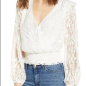 ALI & JAY: Little Paradise Surplice Top In White